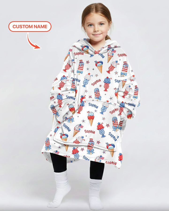 Personalisierte rot-weiß-Eiscreme-Bambusdecken-Hoodie