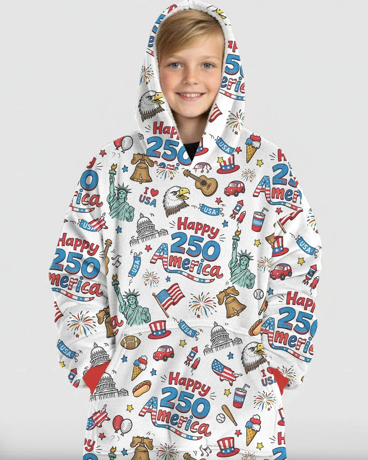 Alles Gute zum 250. Amerika, ich liebe die USA Tragbare Bambus-Decken-Kapuzenjacke