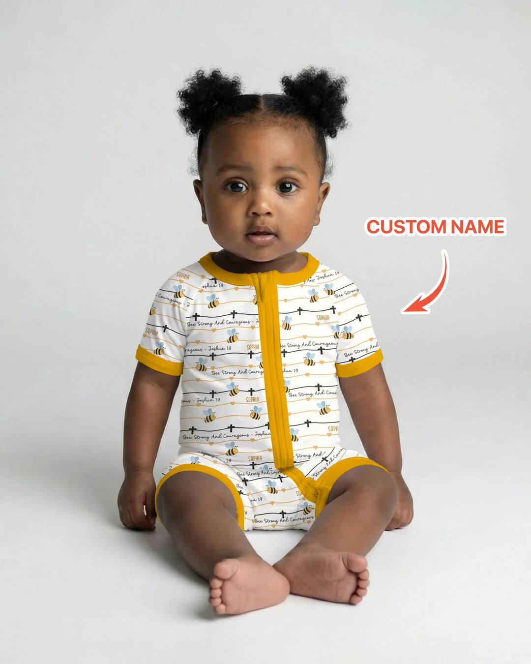 Bee Strong And Courageous Custom Name Bamboo Shorty Zippy