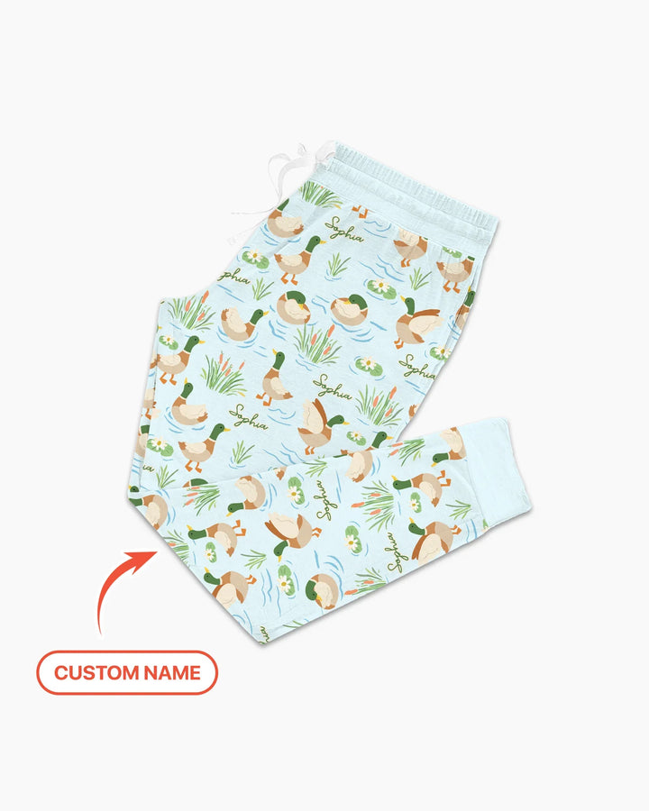 Personalisiertes Pyjama-Set für Damen aus Bambus mit Stockentenmuster