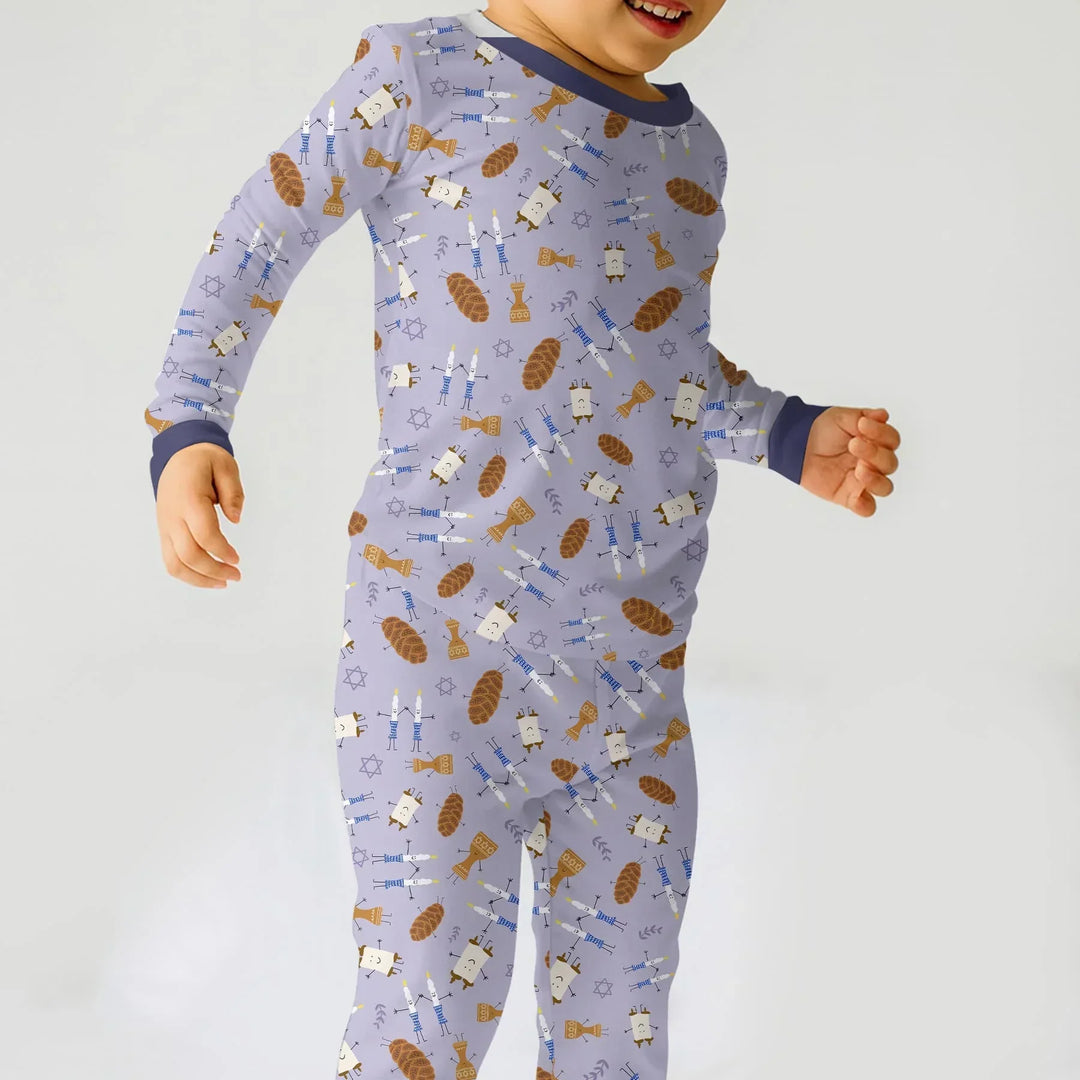Zweiteiliges Langarm-Pyjama-Set mit Sommerfrüchten