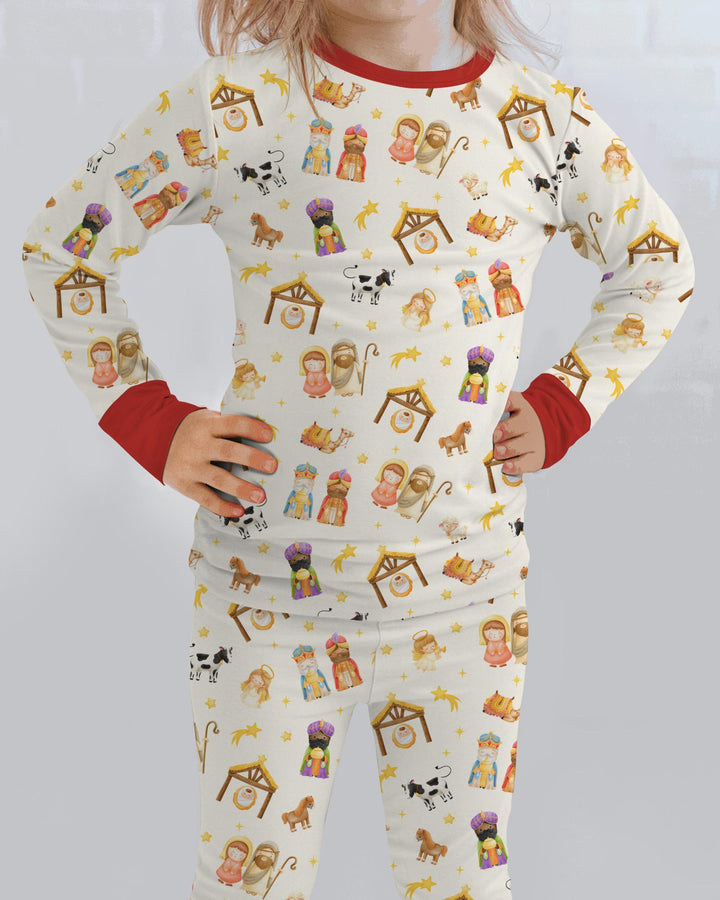 Zweiteiliges Langarm-Pyjama-Set mit Sommerfrüchten