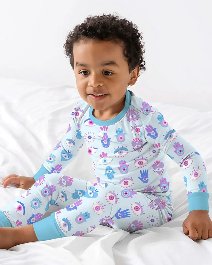 Zweiteiliges Langarm-Pyjama-Set mit Sommerfrüchten