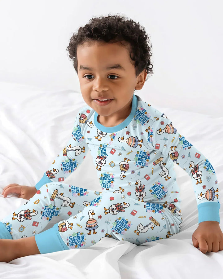 Zweiteiliges Langarm-Pyjama-Set mit Sommerfrüchten