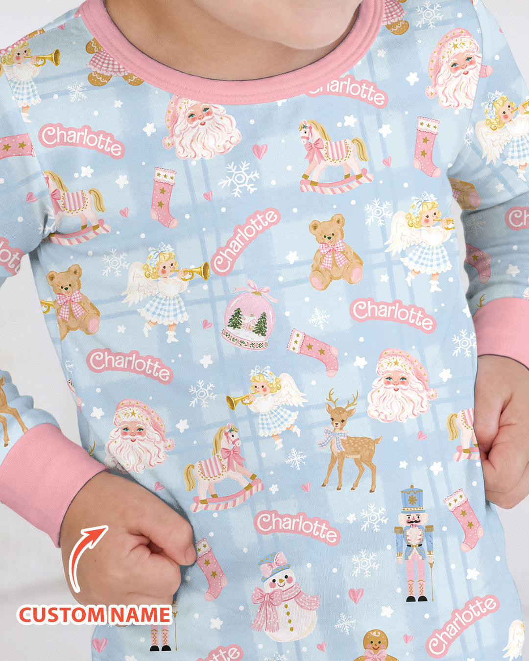Custom Name Winter Wonderland Bamboo Two Piece Long Sleeve Pajama Set