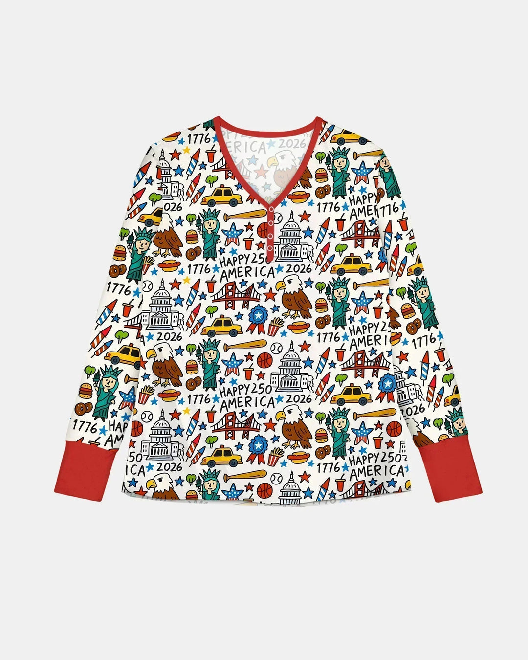 Doodle America 250. Jubiläum Familien-Bambus-Pyjama-Set für Damen