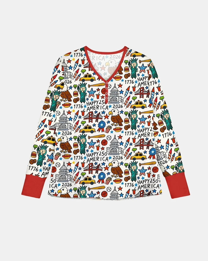 Doodle America 250. Jubiläum Familien-Bambus-Pyjama-Set für Damen