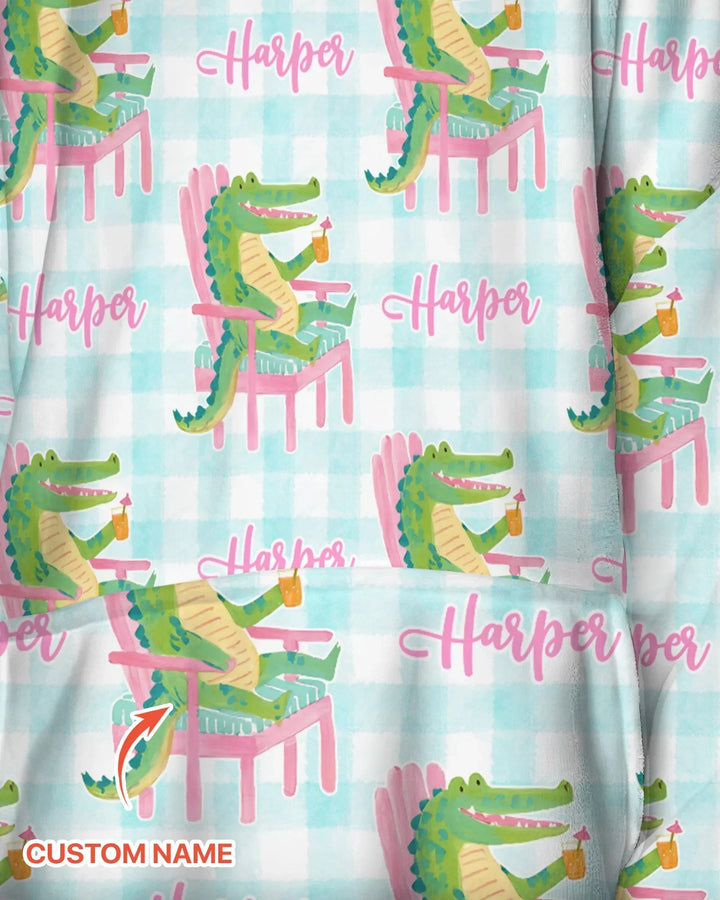 Personalisierbarer Name Preppy Later Gator Bambus Decken-Hoodie