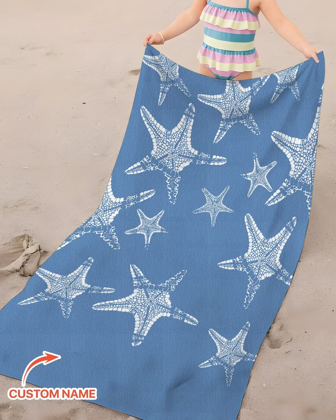 Personalisiertes Seestern-Bambus-Strandtuch mit Namen