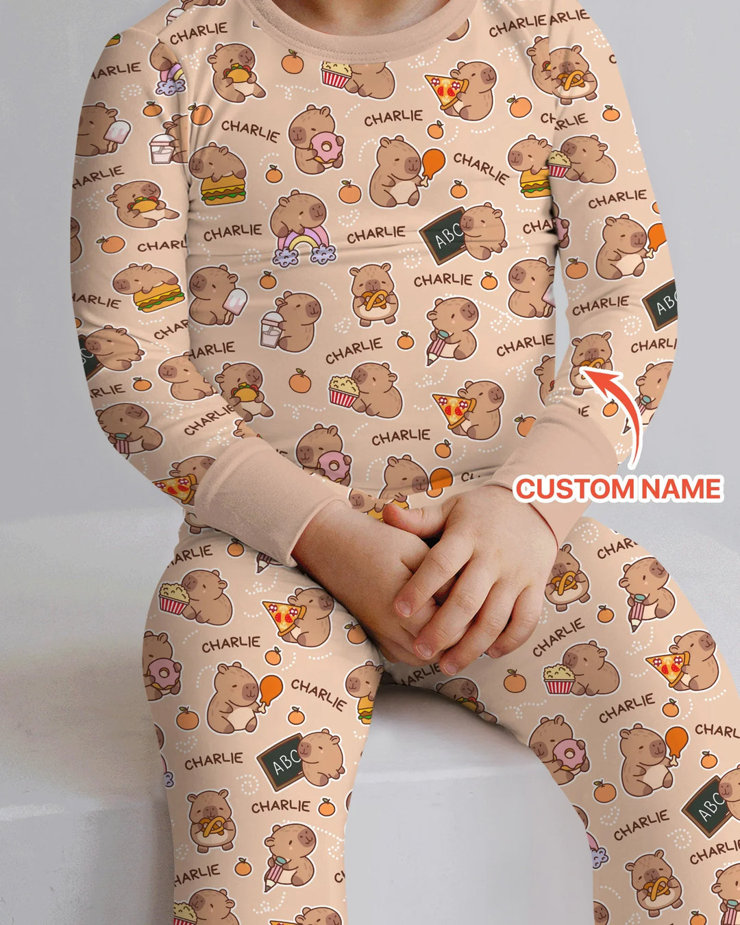 Zweiteiliges Langarm-Pyjama-Set mit Sommerfrüchten