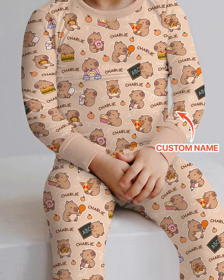 Zweiteiliges Langarm-Pyjama-Set mit Sommerfrüchten