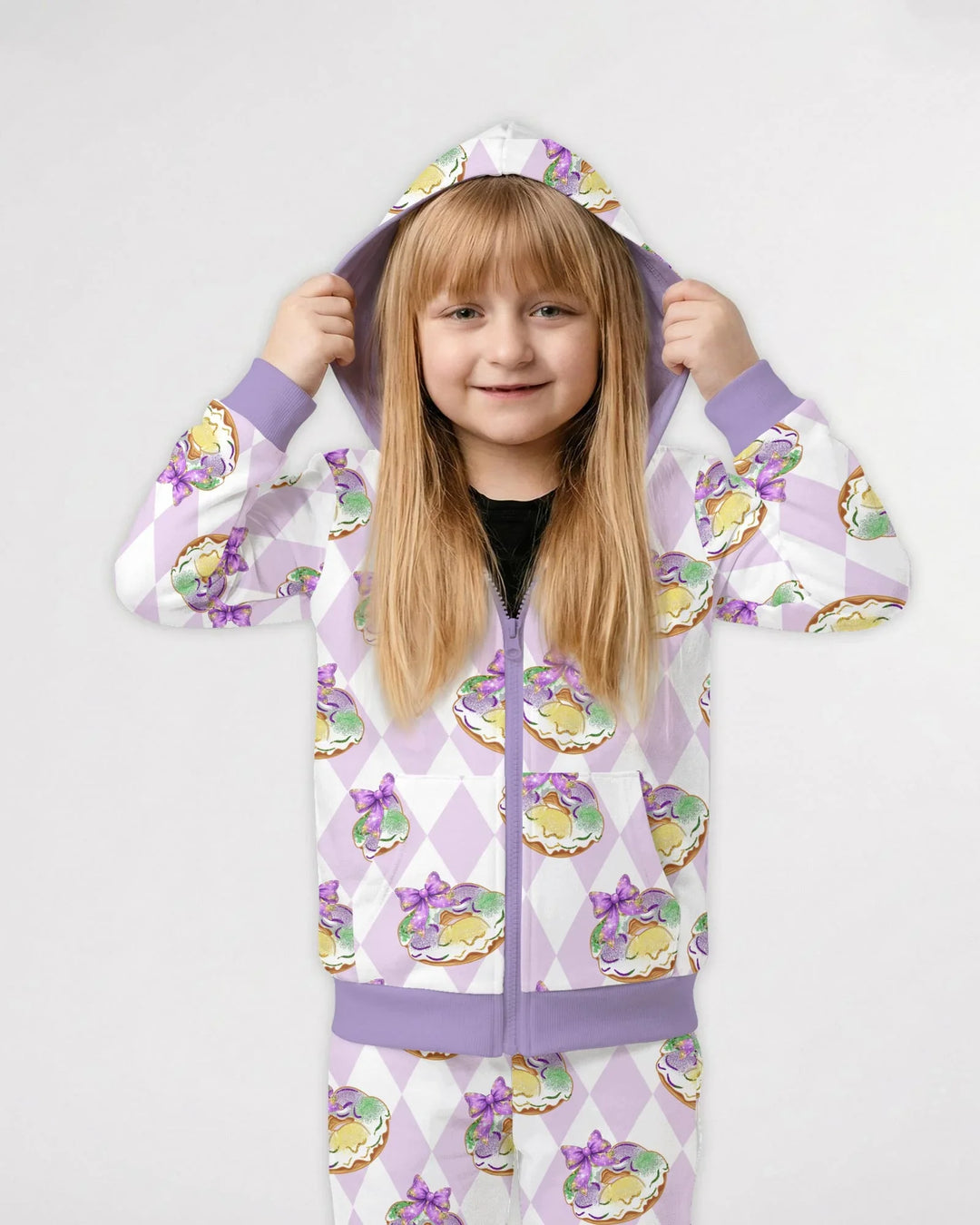 Mardi Gras Donut Bamboo Zip Hoodie