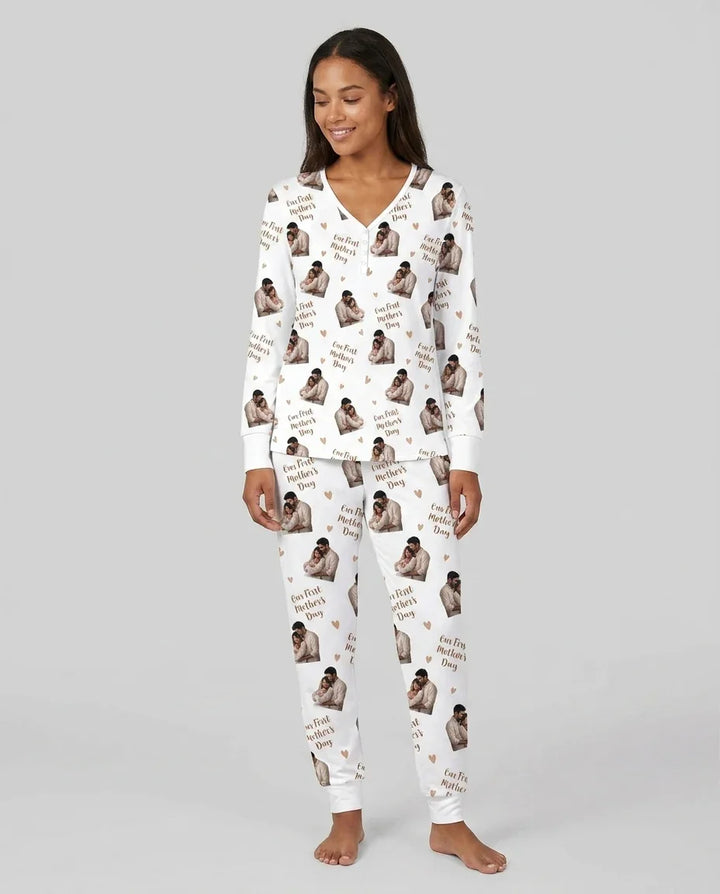 Personalisierte Foto Unser erstes als Eltern Bambus Damen Pyjama Set