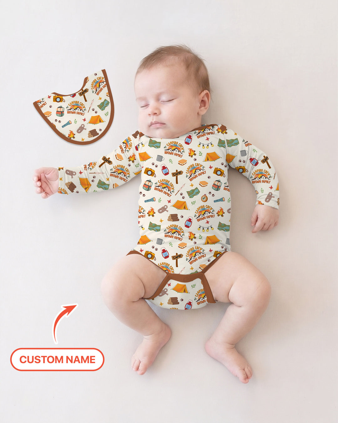 Custom Name Camping Crew Family Matching Bamboo Bodysuit