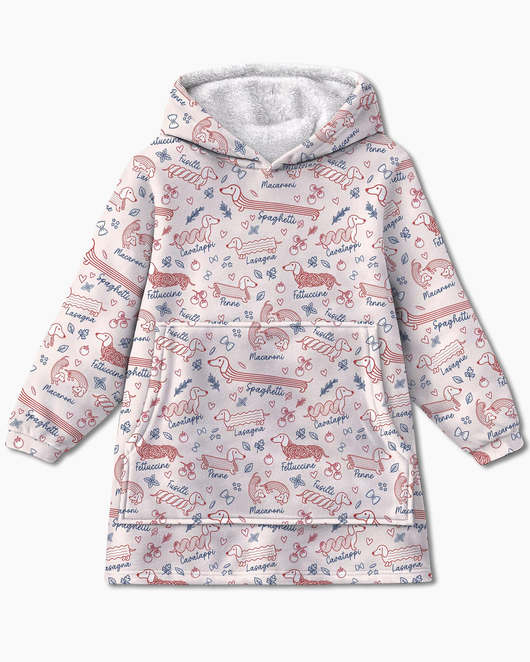 Funny Dachshund Pasta Pups Bamboo Blanket Hoodie