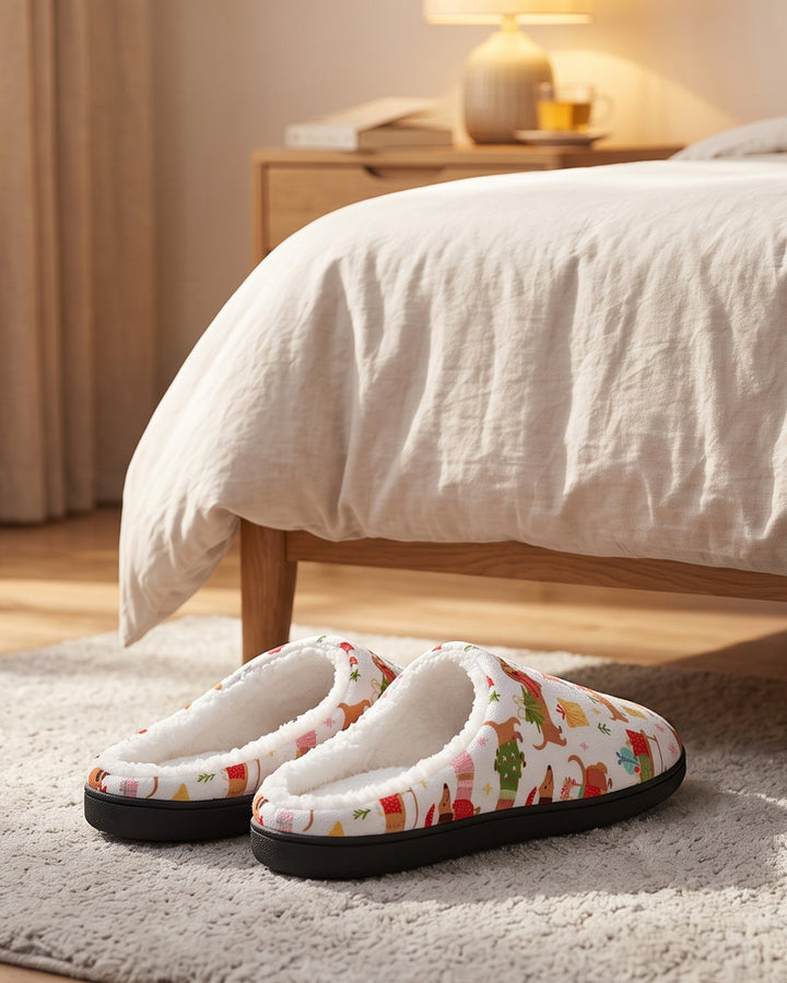 Christmas Dachshund Flat Scuff Slipper