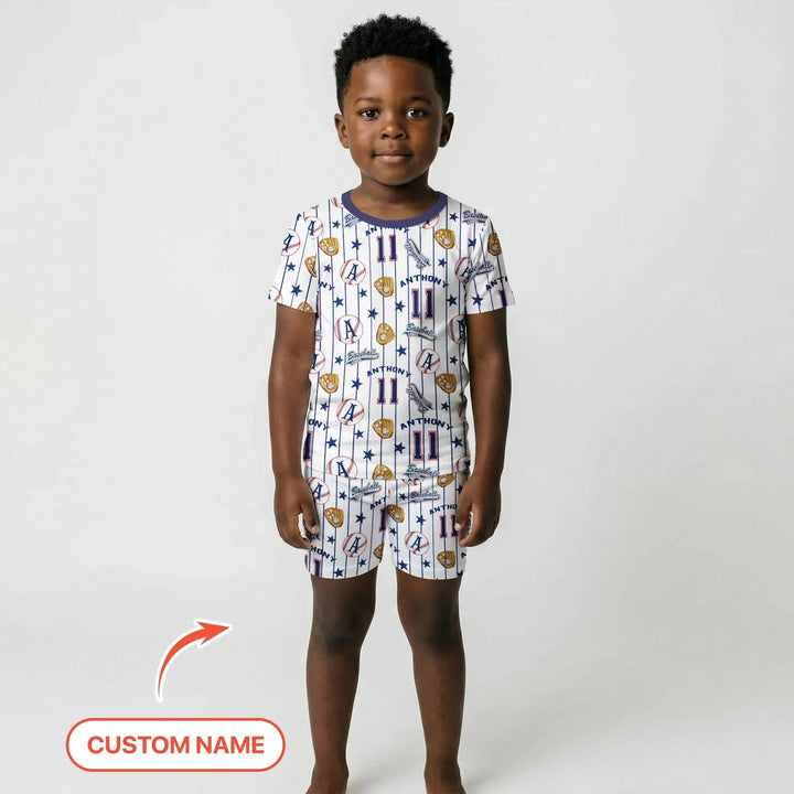 Zweiteiliges Pyjama-Set mit kurzen Ärmeln und Shorts im Sommer-Design