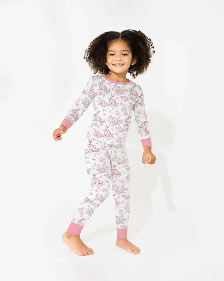 Easter Chinoiserie Toile de Jouy Bamboo Two Piece Long Sleeve Pajama Set