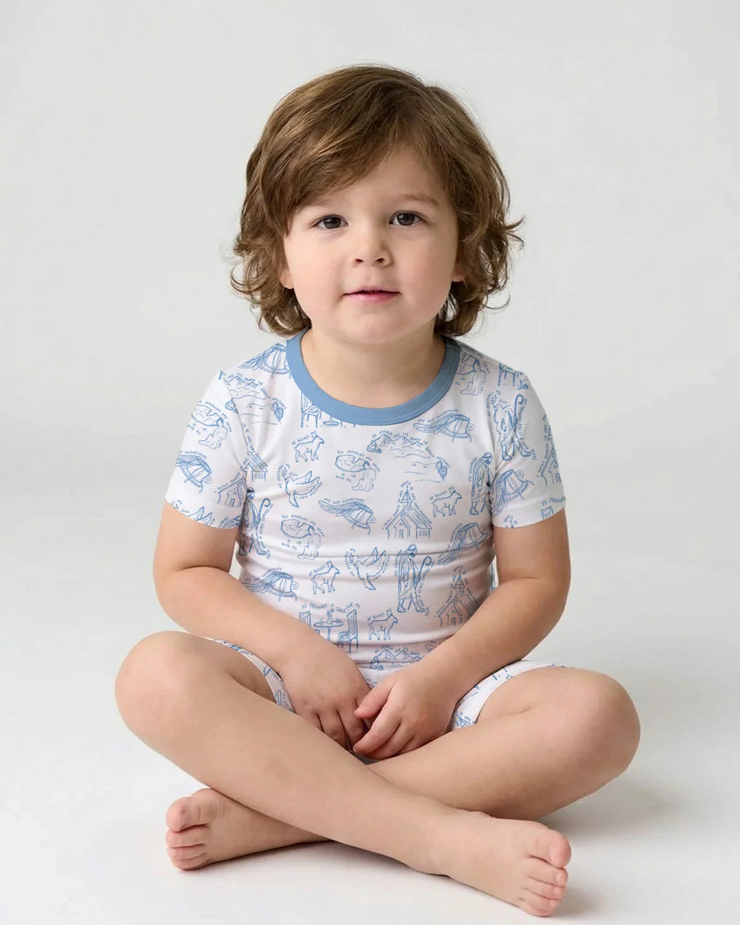 Psalm 23 Sketch Bamboo Two Piece Short Sleeve Shorts Pajama Set
