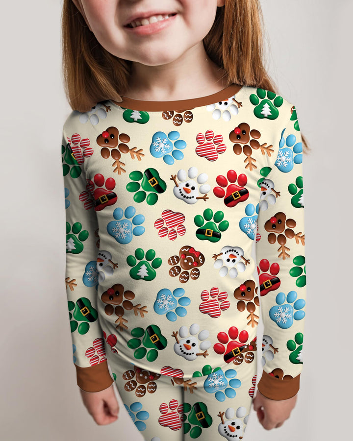 Santa Puppies Paw Bamboo Two Piece Long Sleeve Pajama Set