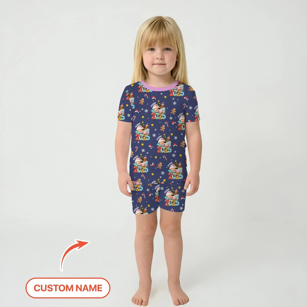 Zweiteiliges Pyjama-Set mit kurzen Ärmeln und Shorts im Sommer-Design