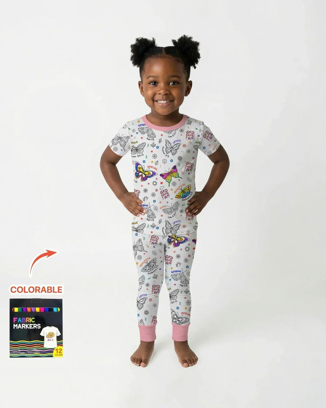 Zweiteiliges, kurzärmliges Pyjama-Set mit Marienkäfern