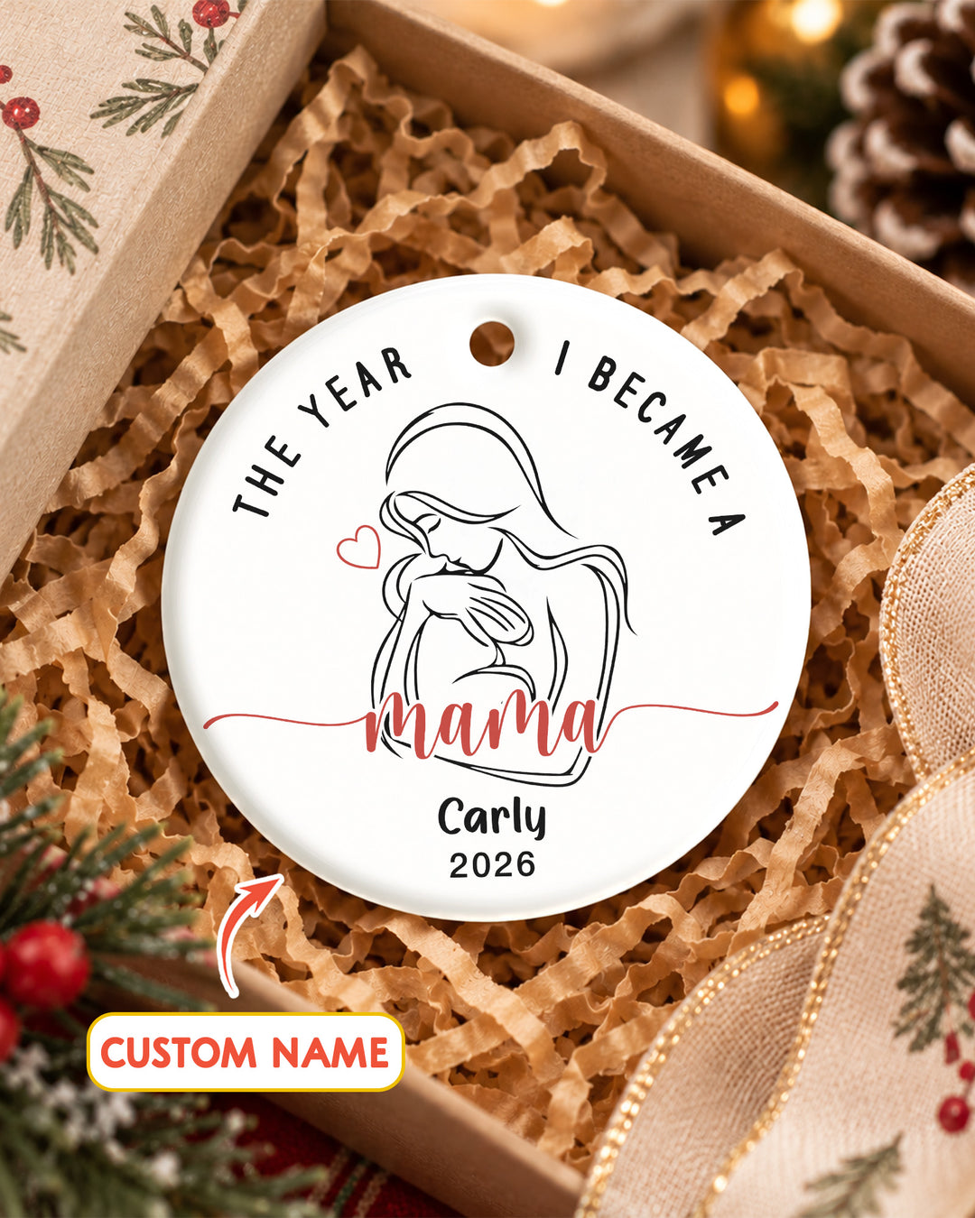 The Year I Became a Mama Ceramic Ornament