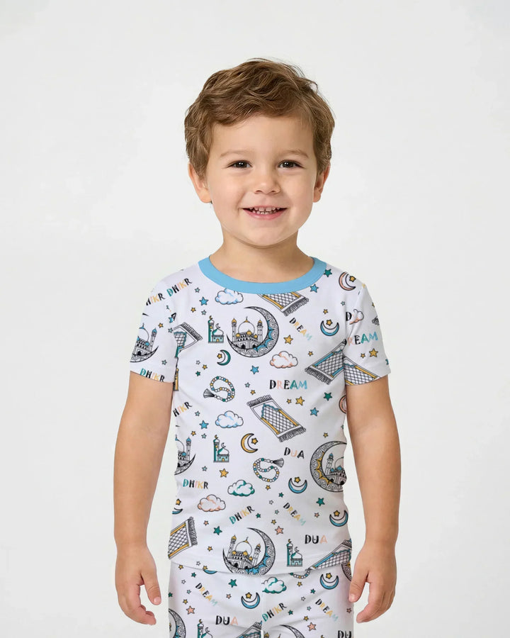 Dua, Dhikr, Dream Matching Family Bamboo Two Piece Short Sleeve Pajama Set