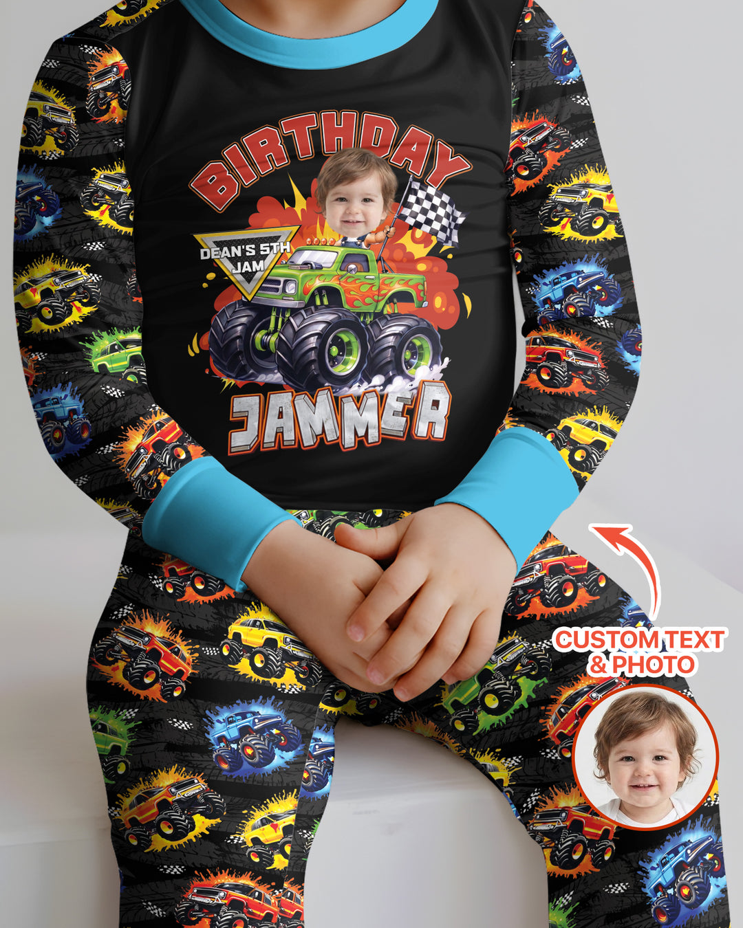 Birthday Truck Rally Bamboo Two Piece Long Sleeve Pajama Set