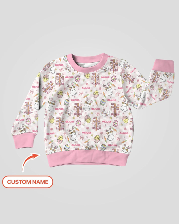 Custom Name Retro Easter Bamboo Crewneck Sweatshirt