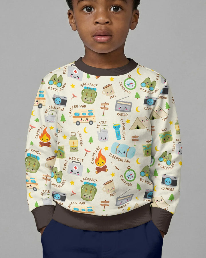 Familien-Sweatshirt mit Rundhalsausschnitt „Little Camp Adventure“.