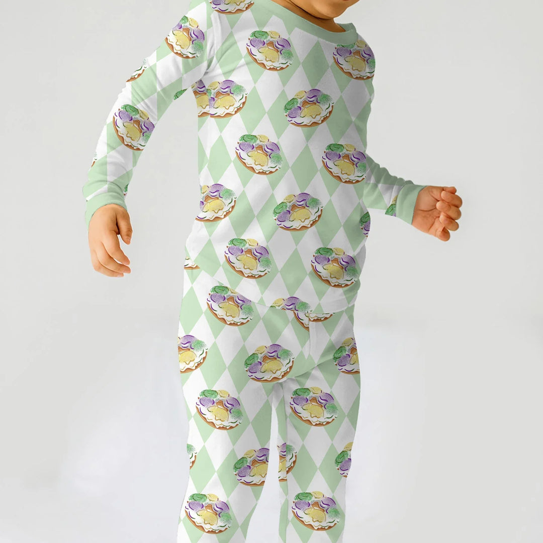 Zweiteiliges Langarm-Pyjama-Set mit Sommerfrüchten