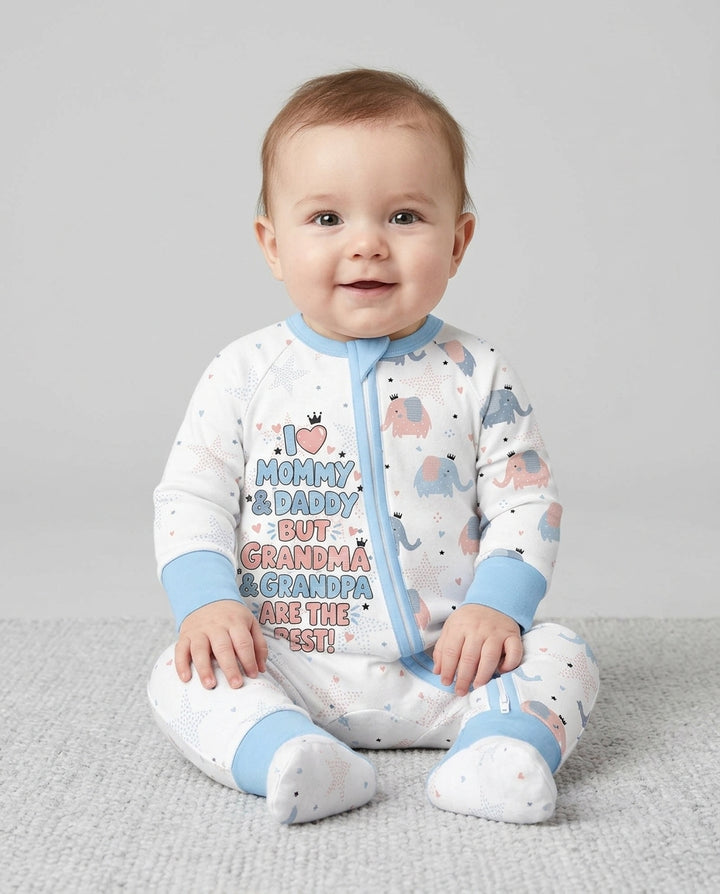 I Love Mommy & Daddy, but Grandma & Grandpa Are the Best! Bamboo Convertible Zippy