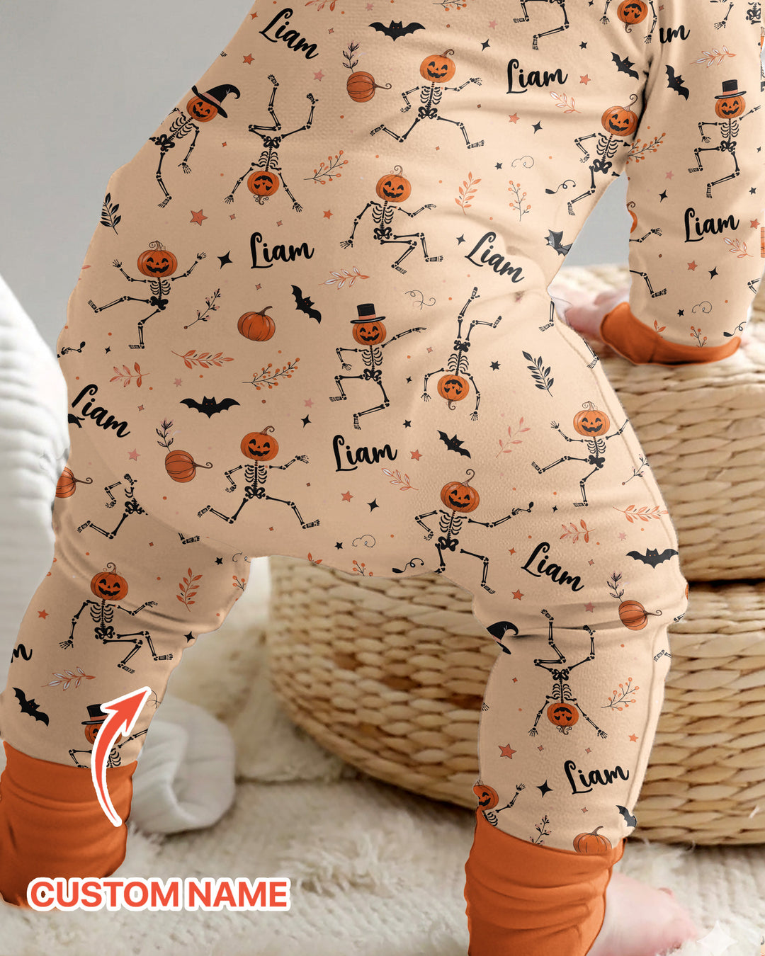 Dancing Pumpkin Skeleton Halloween Bamboo Convertible Zippy