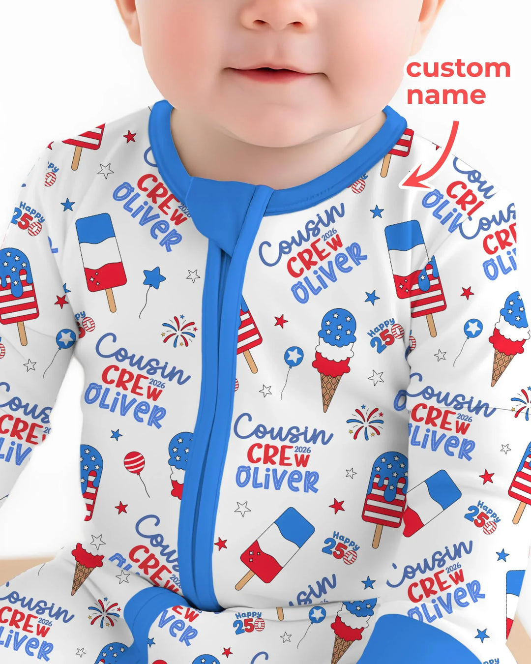 Custom Name 4th of July Cousin Crew Bamboo Convertible Zippy