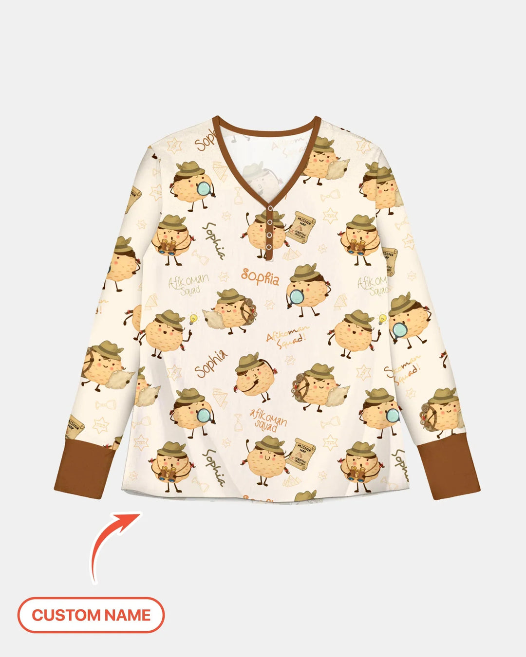 Custom Name Passover Afikoman Bamboo Women Pajama Set