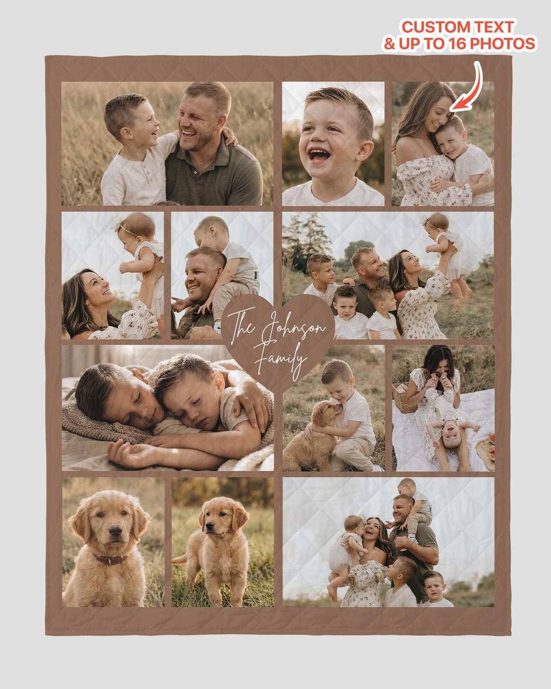 Custom Photo Collage Family Bamboo Quilt Blanket
