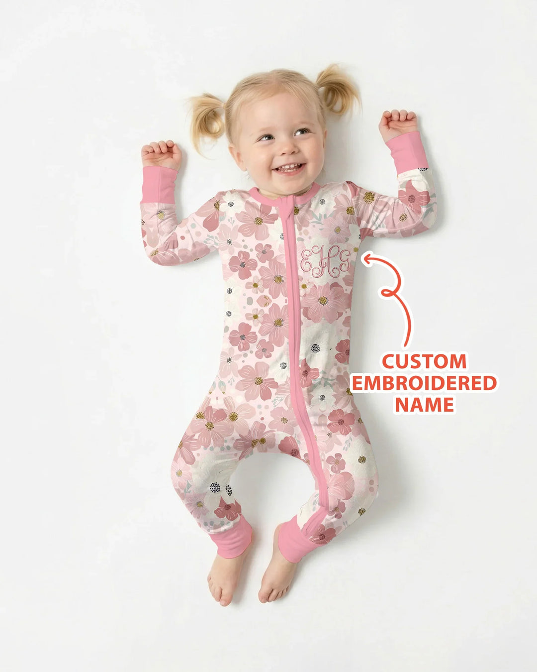 Custom Embroidered Name Floral Bamboo Convertible Zippy