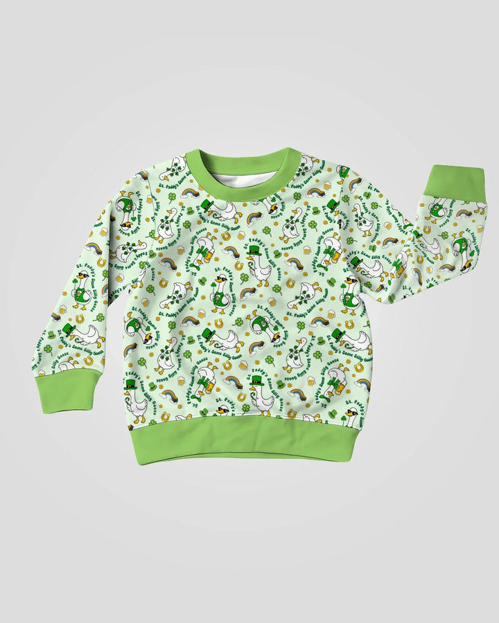 St. Patrick's Day Alberne Gans Bambus Rundhals-Sweatshirt