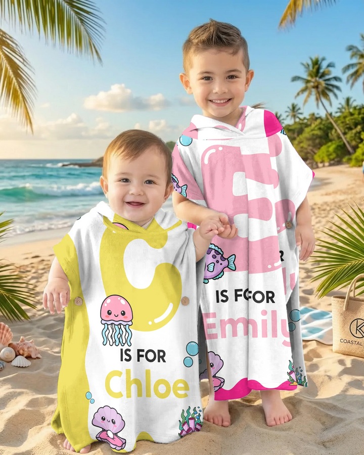 Personalisierter übergroßer Bambus-Schwimmponcho mit Ozeanmotiv