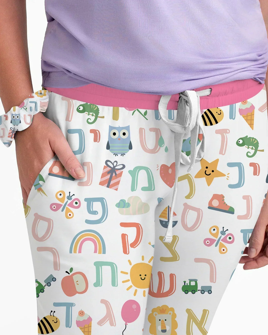 Hebräisches Alphabet Bambus Pyjama-Set für Damen