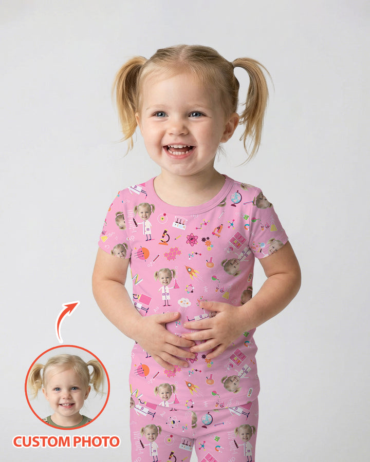 Custom Image Chemical Laboratory Bamboo Two Piece Short Sleeve Pajama Set