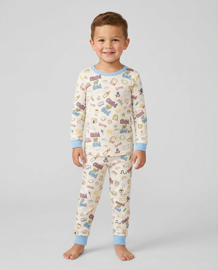 Zweiteiliges Langarm-Pyjama-Set mit Sommerfrüchten