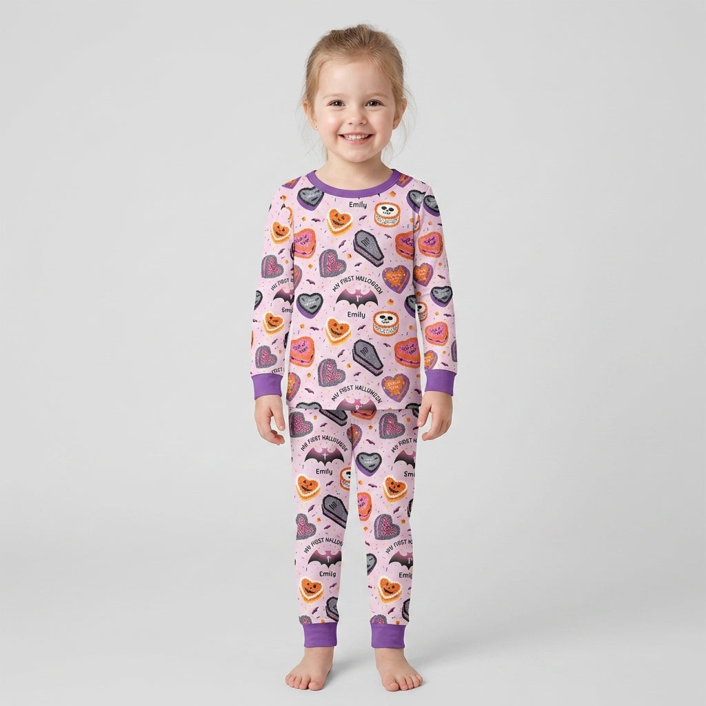 Halloween Is My Birthday Custom Name Bamboo Two Piece Long Sleeve Pajama Set