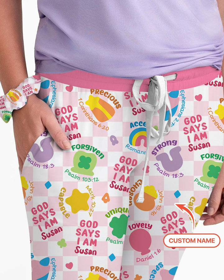 God Says I Am St. Patrick's Day Personalisierter Familien-Pyjama aus Bambus für Damen