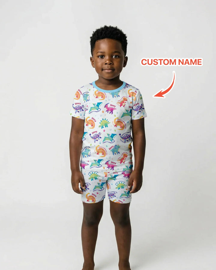 Fearfully & Wonderfully Made Custom Name Boy Bamboo Two Piece Short Sleeve Shorts Pajama Set