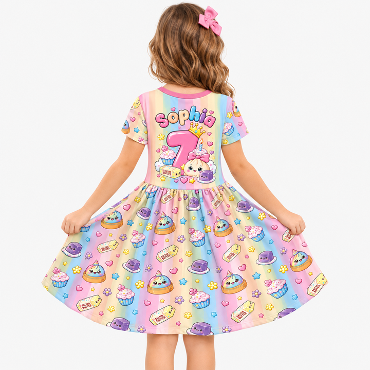 Personalized Squishy Party Birthday Girl Bamboo Twirl Dress