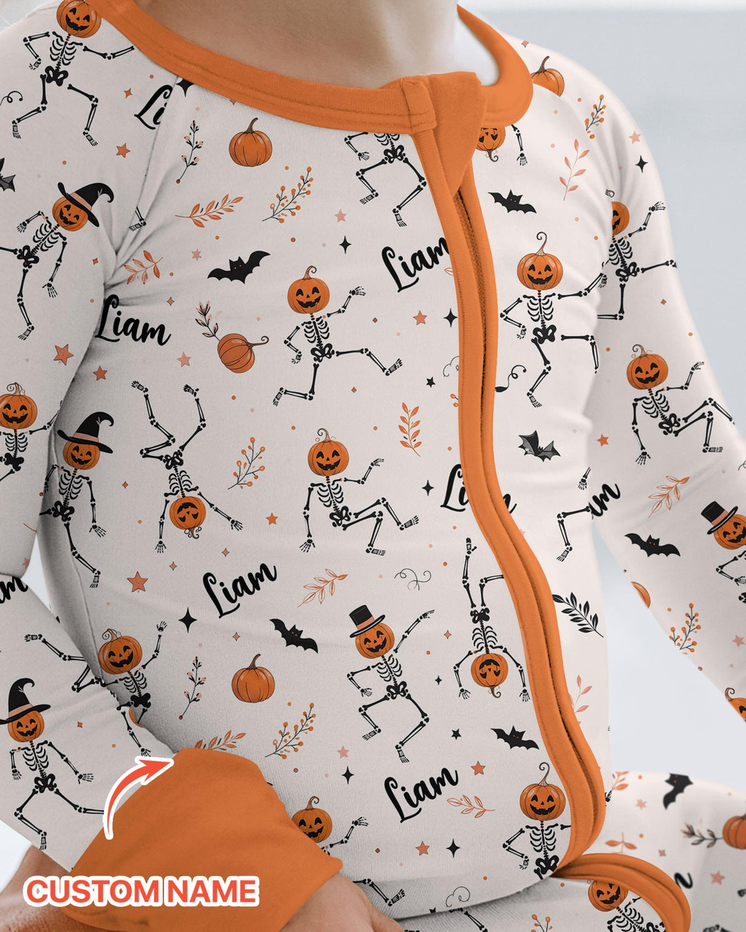 Dancing Pumpkin Skeleton Halloween Bamboo Convertible Zippy