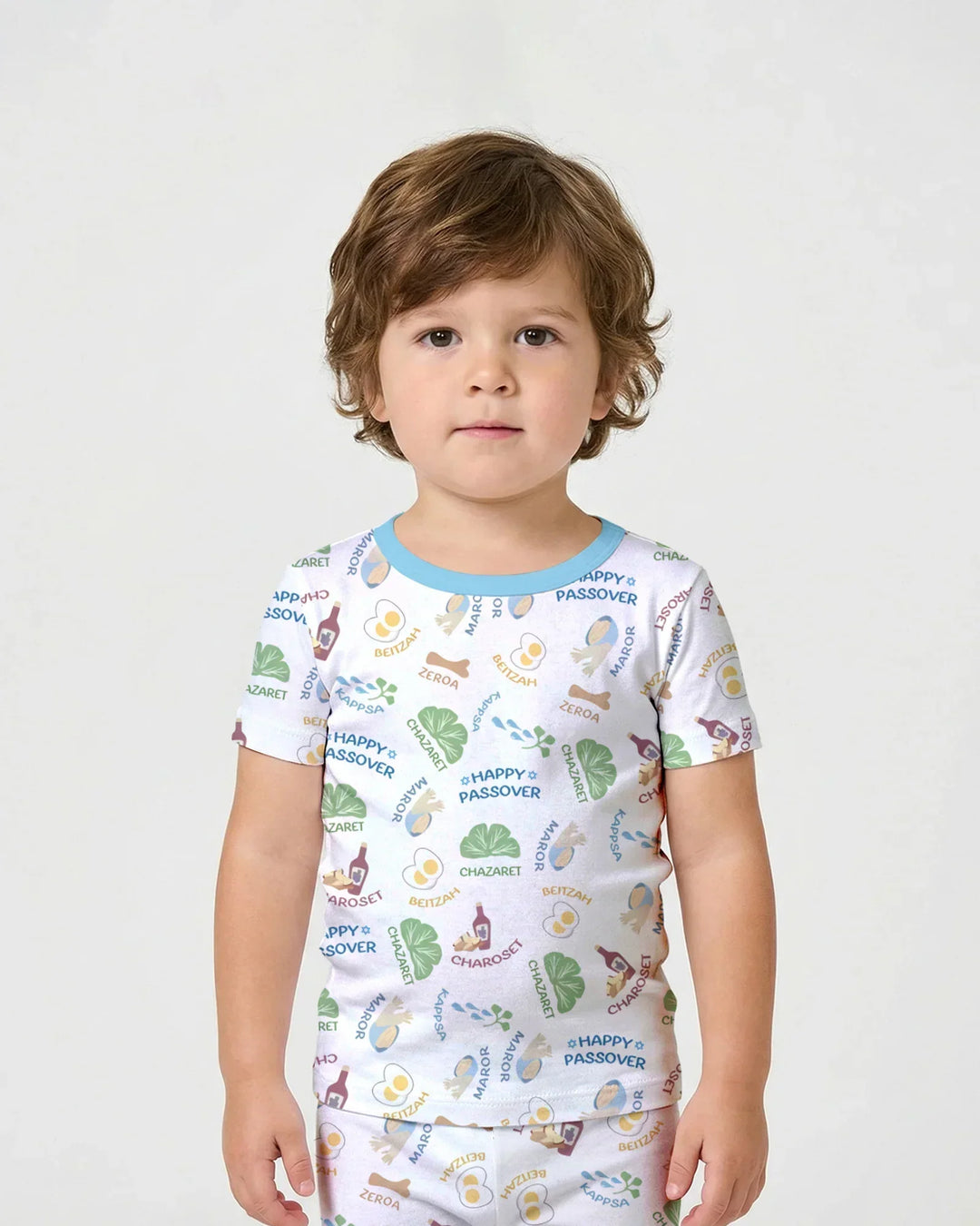 Template Zweiteiliges Pyjama-Set mit kurzen Ärmeln und Shorts