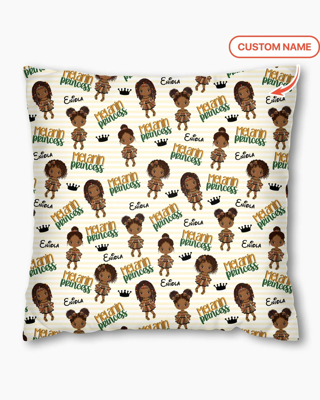 Custom Name Melanin Princess Bamboo Pillow Case